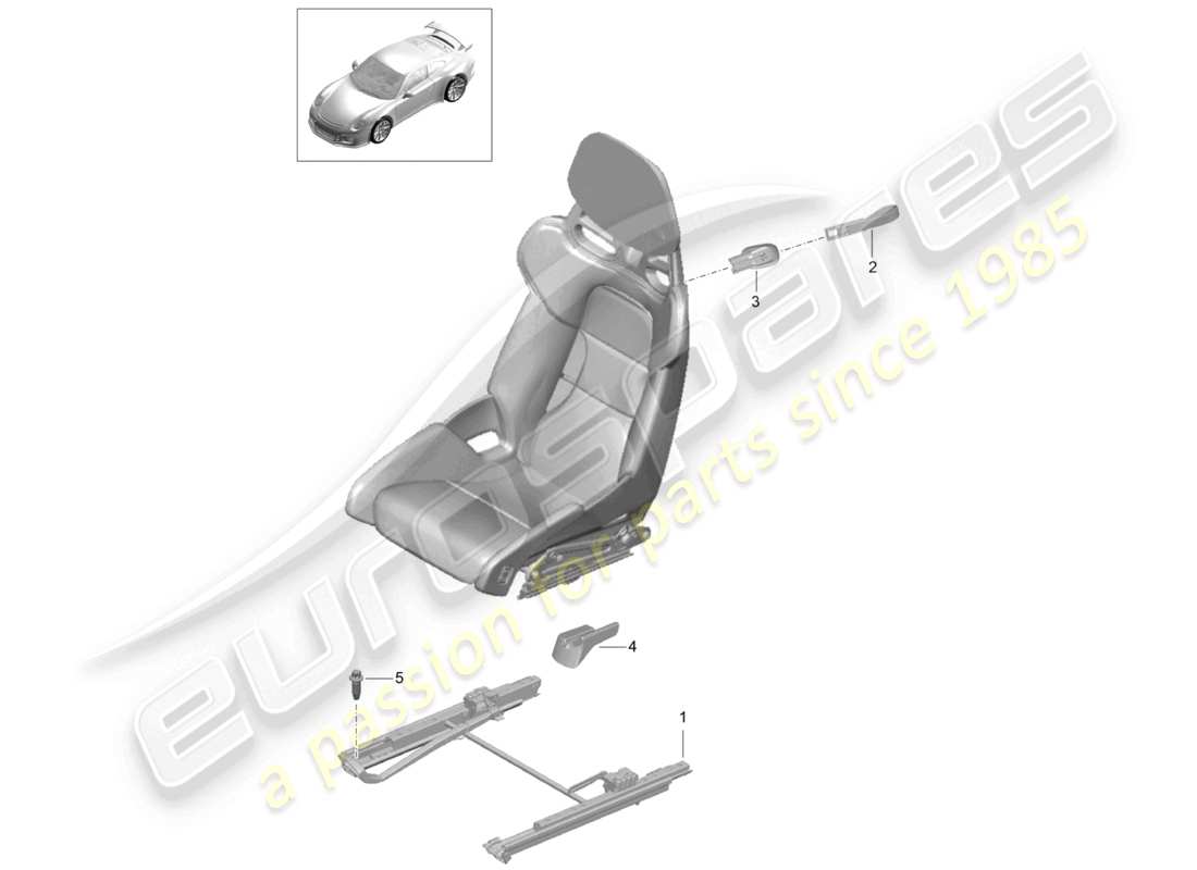 porsche 2021 (991-2 r/gt3/rs) bucket seat folding (complete) no longer available part diagram