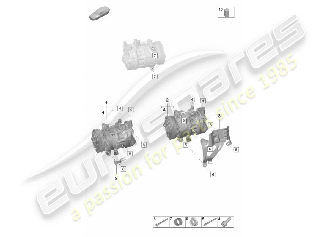 porsche 2024 (panamera 971-2) a/c compressor r1234yf coolant part diagram
