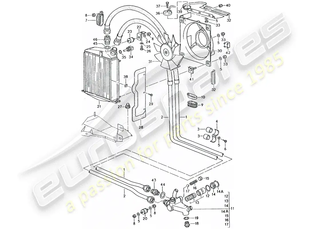porsche 1990 (964) oil cooler - lines parts diagram