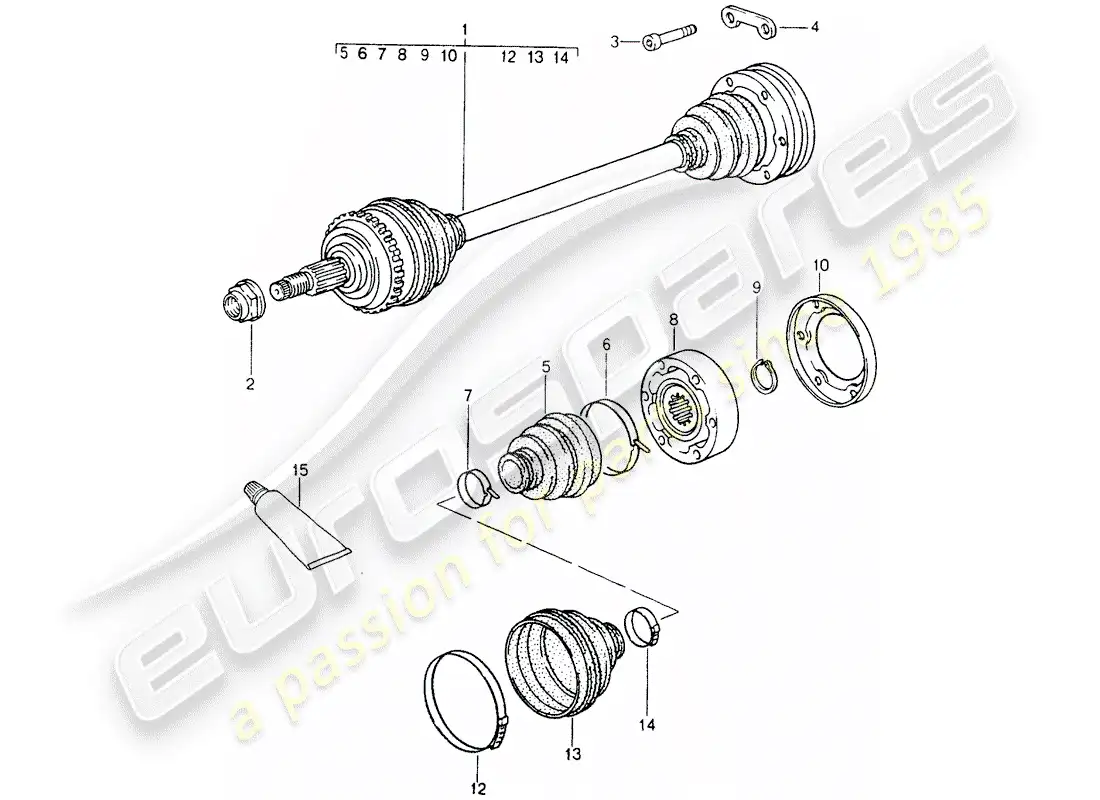porsche 1994 (964) drive shaft parts diagram