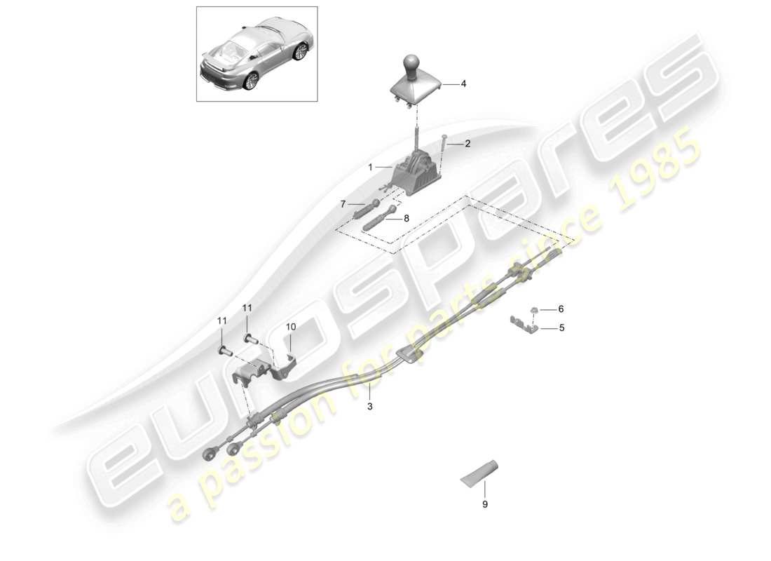 porsche 2021 (991-2 r/gt3/rs) selector mechanism manual gearbox d - mj 2018>> part diagram