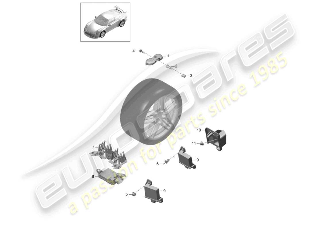 porsche 2021 (991-2 r/gt3/rs) tyre pressure control system d >>- mj 2017 part diagram