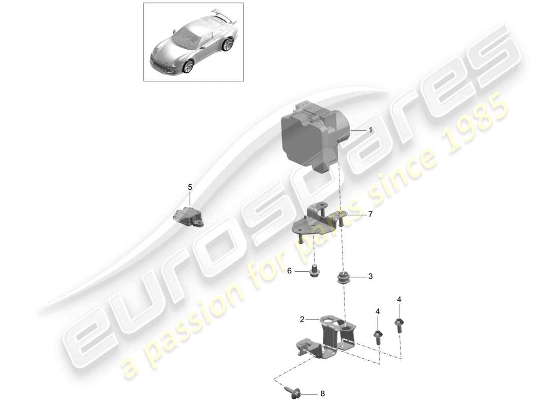 porsche 2021 (991-2 r/gt3/rs) hydraulic unit anti-locking brake syst. -abs- control and regulating unit d - mj 2018>> part diagram