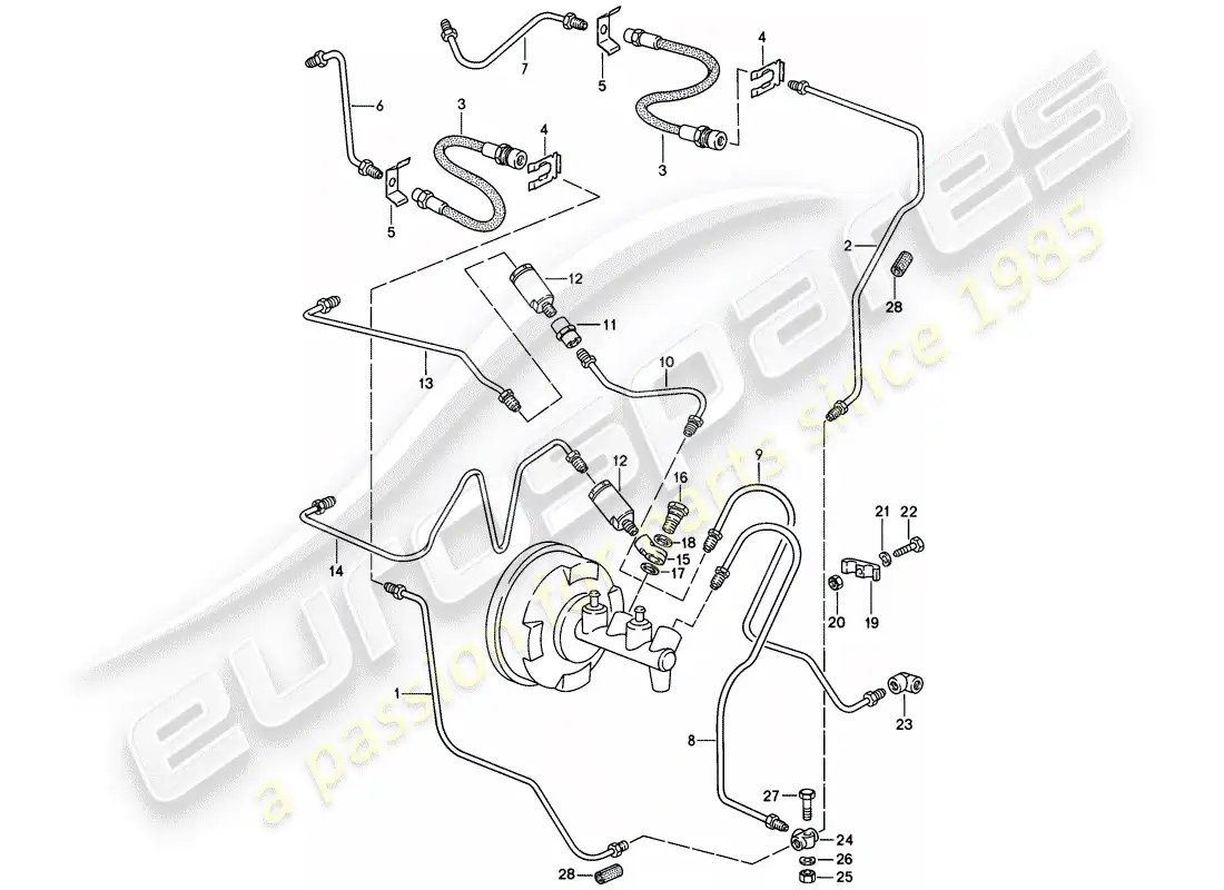 porsche 1989 (911) brake line parts diagram