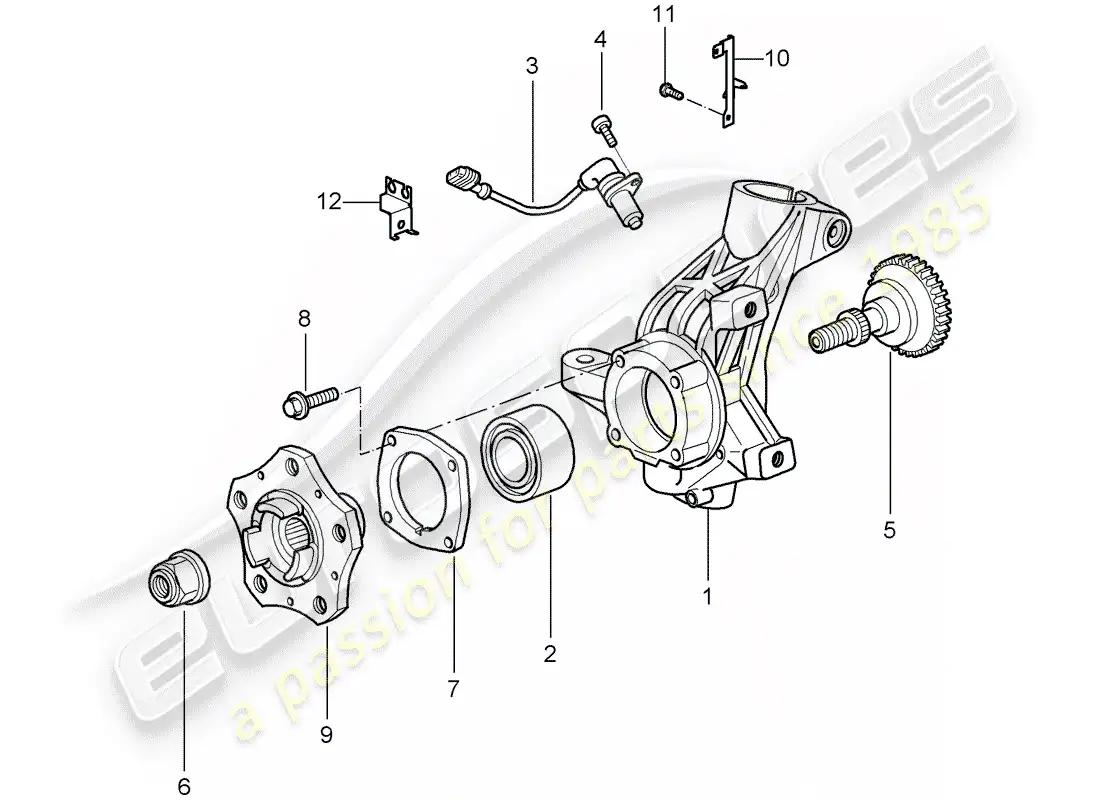 porsche 2010 (997-2 gt3) wheel carrier parts diagram