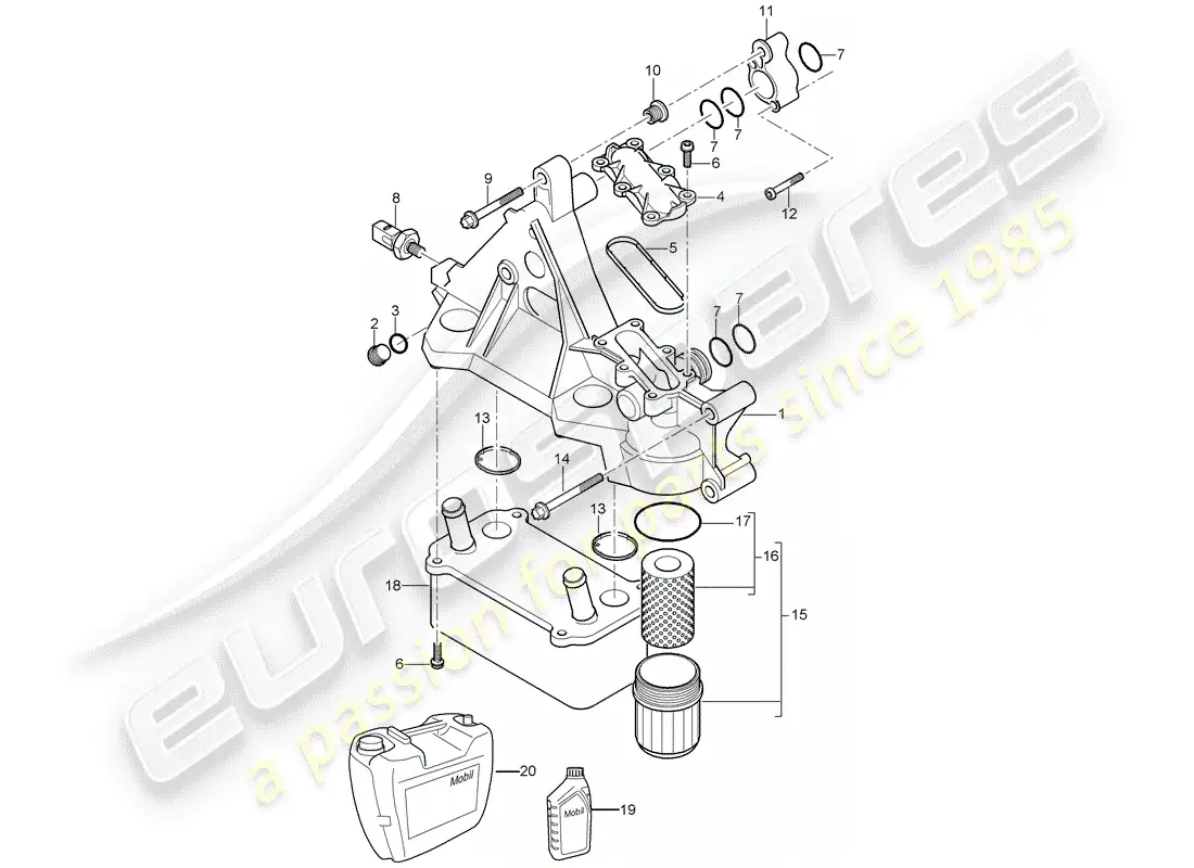 porsche 2005 (cayenne e1 9pa) oil filter part diagram