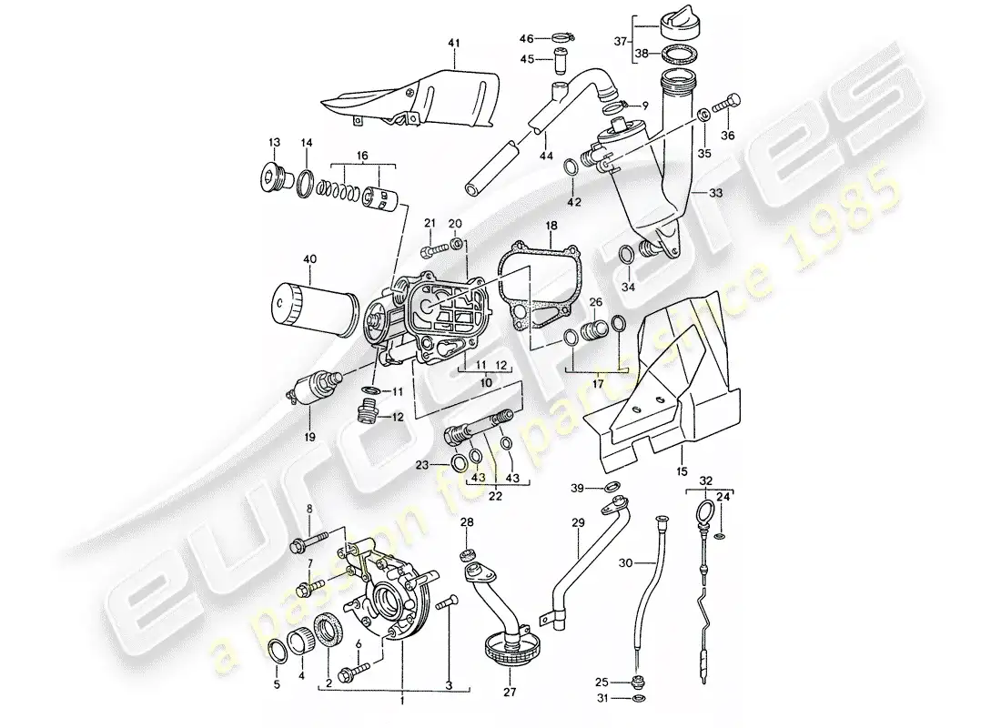 porsche 1990 (944) engine lubrication parts diagram