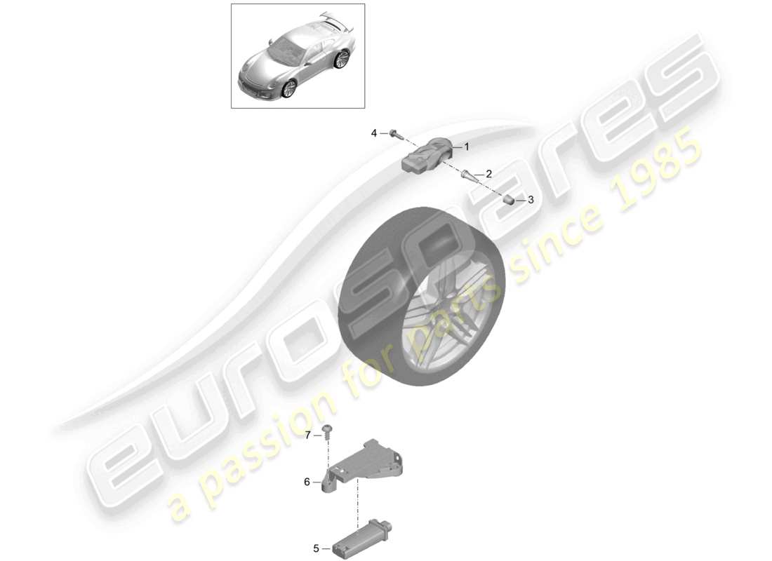 porsche 2021 (991-2 r/gt3/rs) tyre pressure control system d - mj 2018>> part diagram