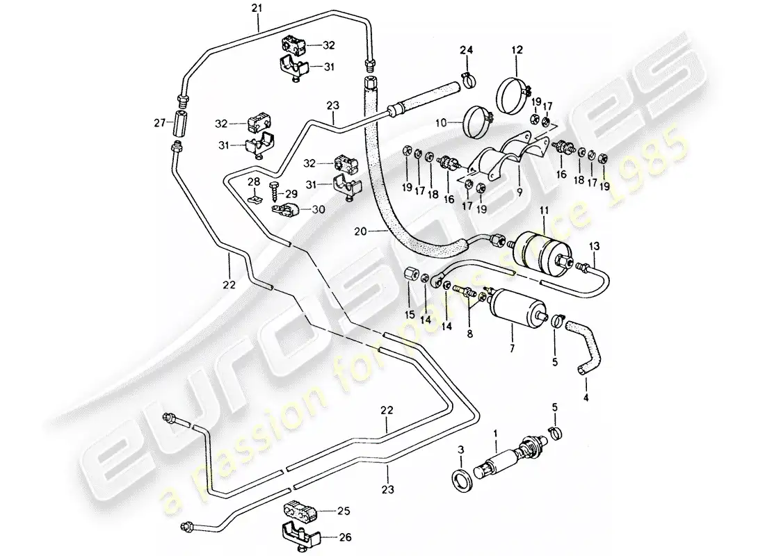 porsche 1992 (928) fuel system parts diagram