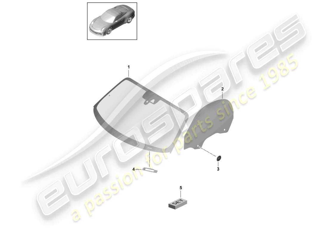 porsche 2021 (991-2 r/gt3/rs) windscreen side window part diagram
