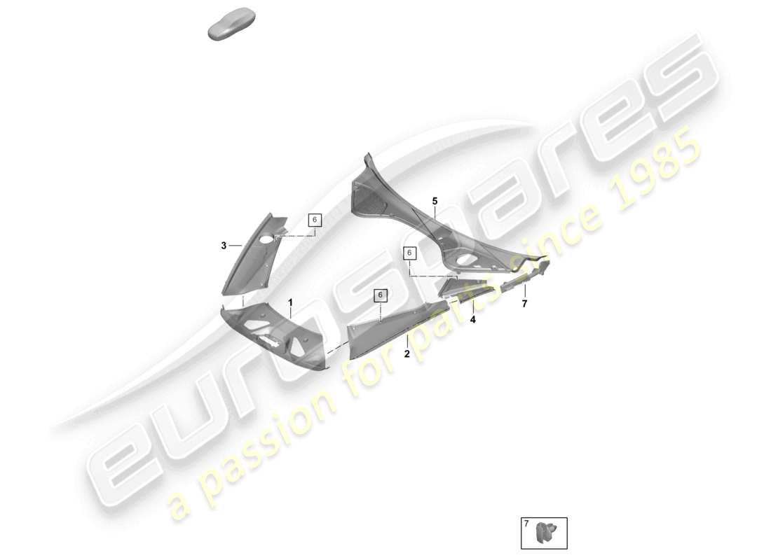 porsche 2024 (panamera 976) cover panel engine bay front end part diagram
