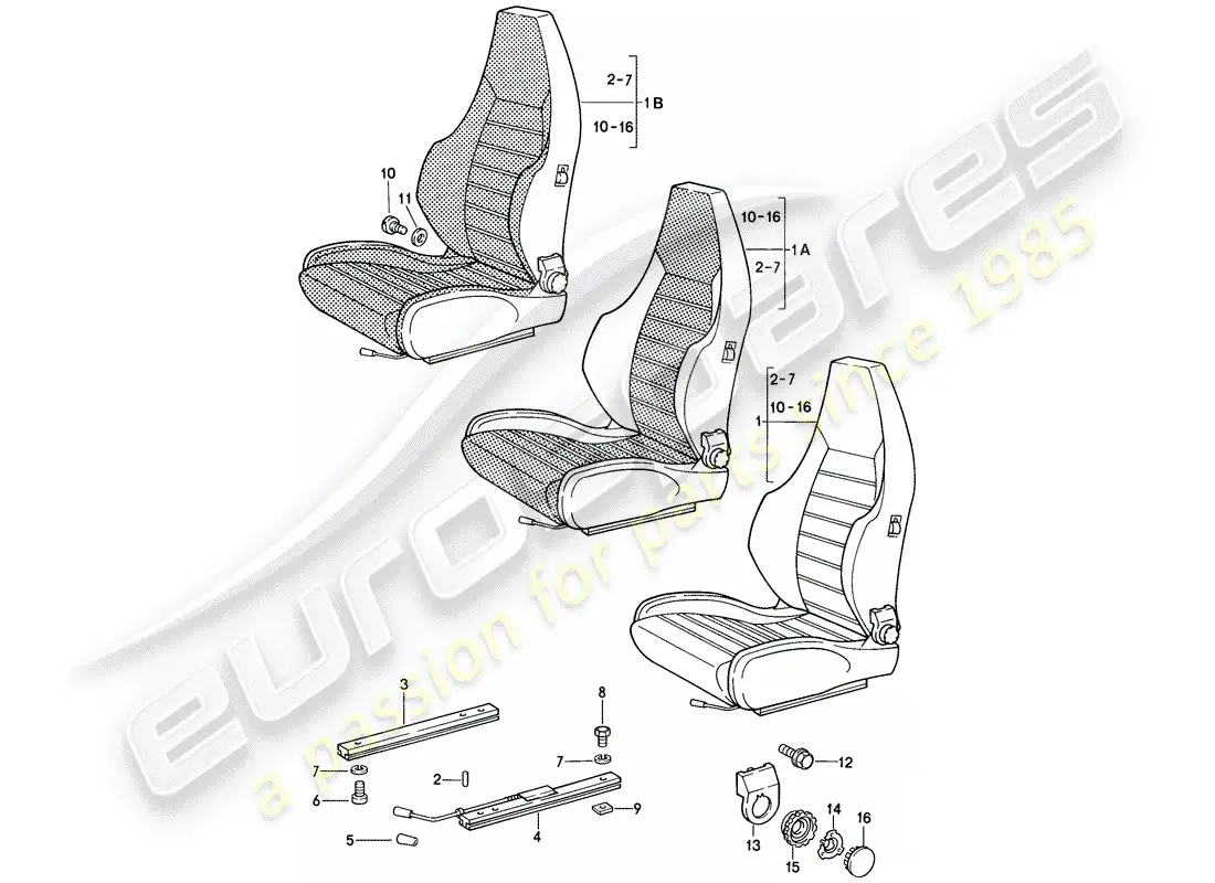 porsche 1984 (928) sports seat - manually adjustable - complete - d >> - mj 1984 parts diagram