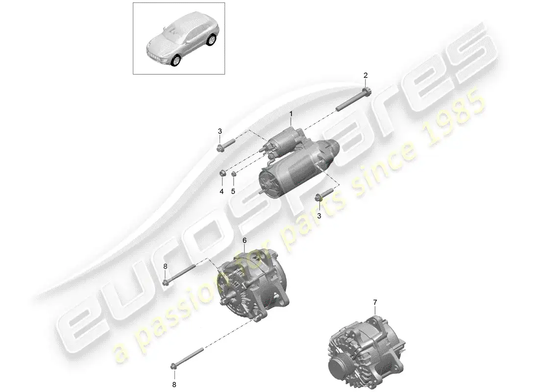 porsche 2017 (macan) starter parts diagram