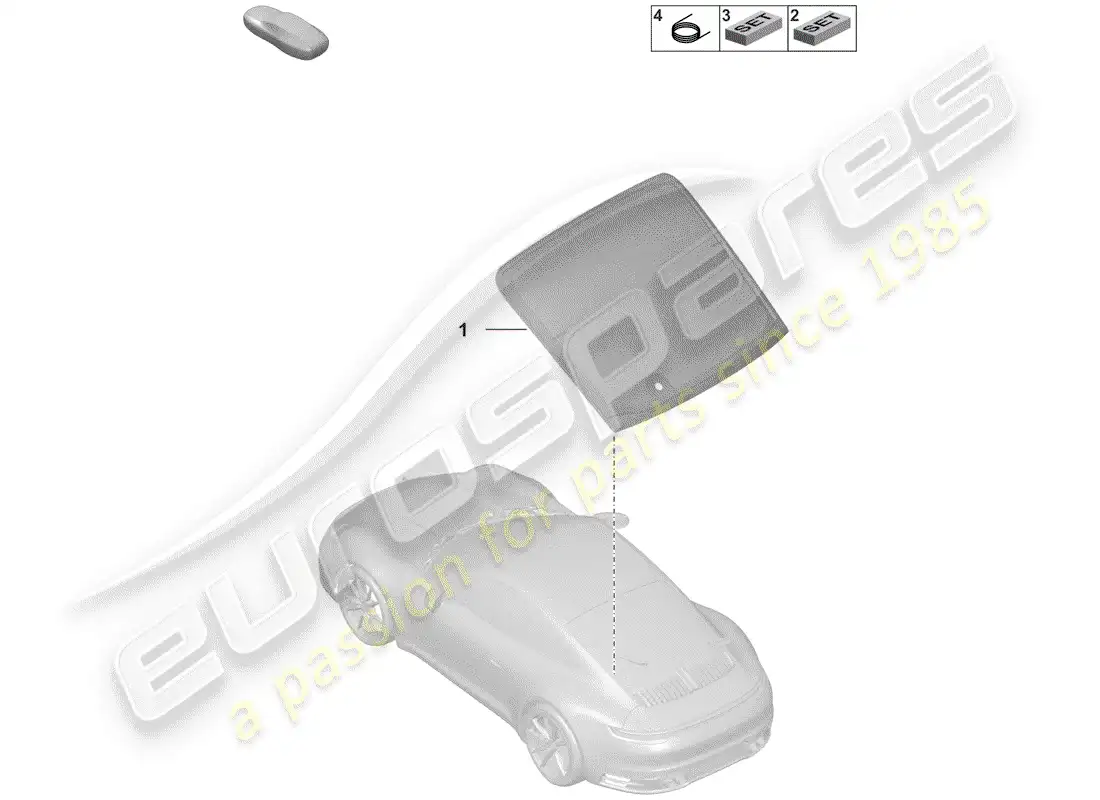 porsche 2019 (992-1) rear window glass parts diagram