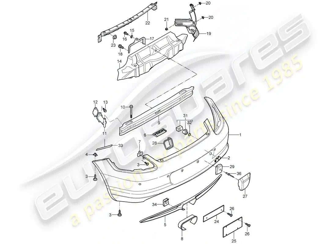 porsche 2007 (987 cayman) bumper parts diagram