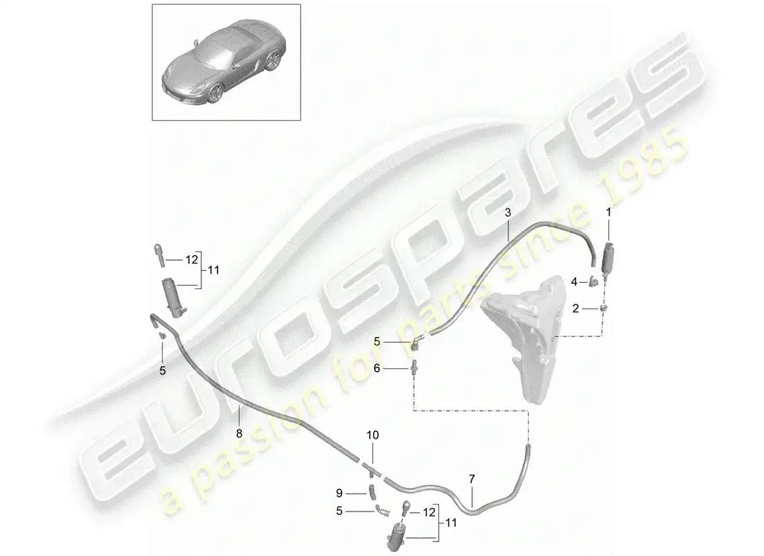 porsche 2012 (981 boxster) headlight washer system parts diagram