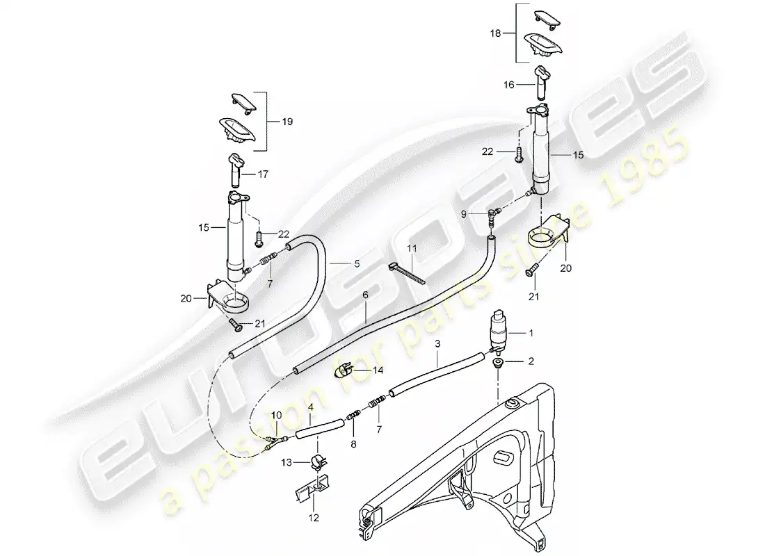 porsche 2005 (cayenne e1 9pa) headlight washer system part diagram