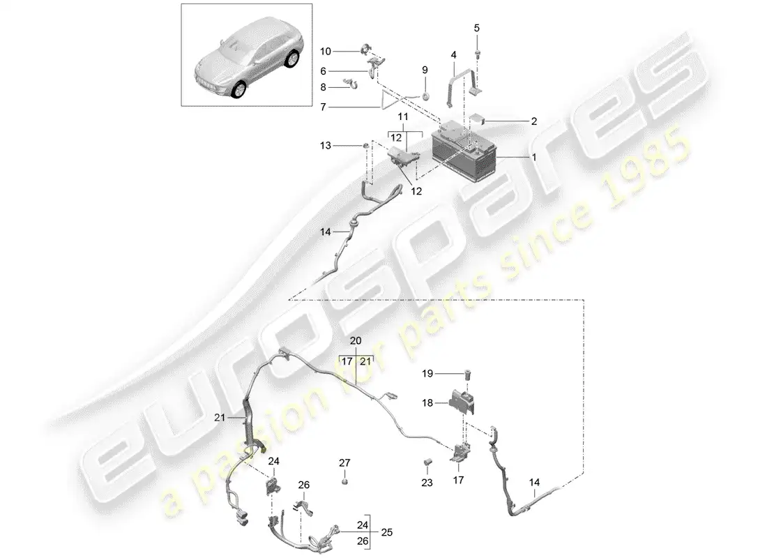 porsche 2017 (macan) battery parts diagram