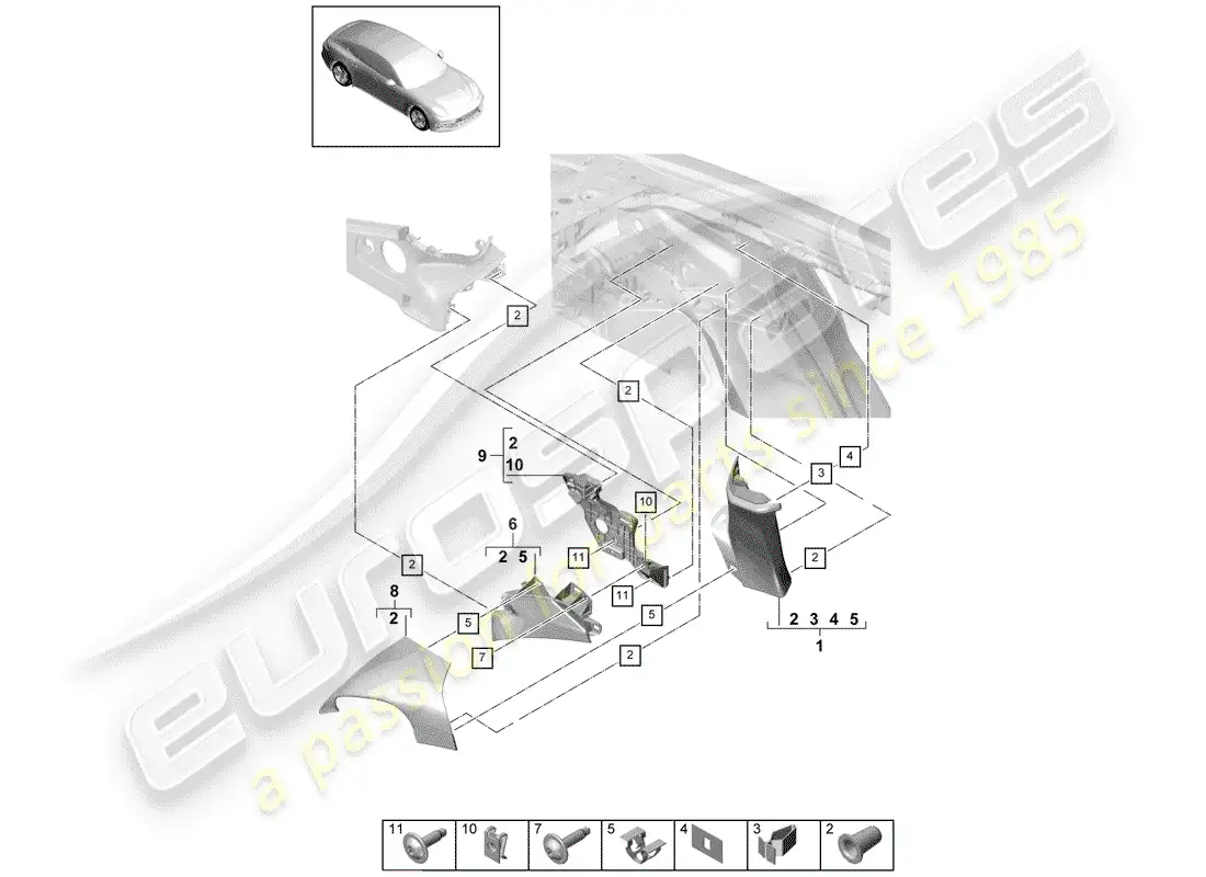 porsche 2019 (panamera 971-1) lining parts diagram