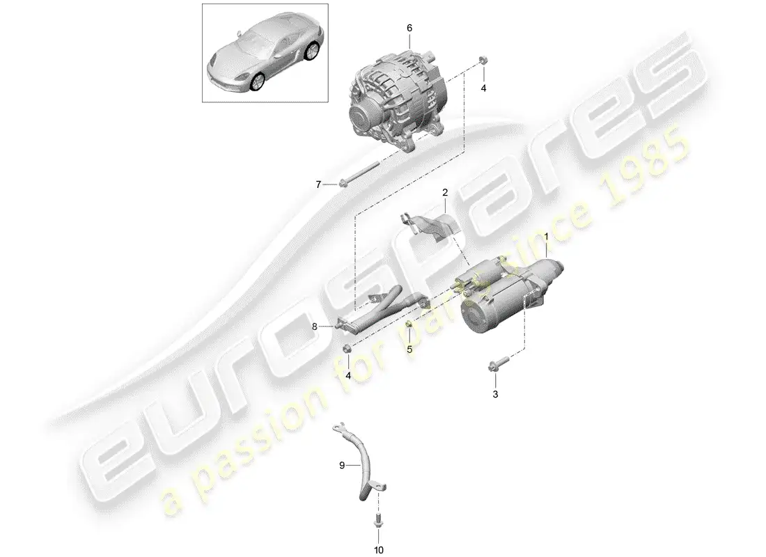 porsche 2019 (718 cayman) starter parts diagram
