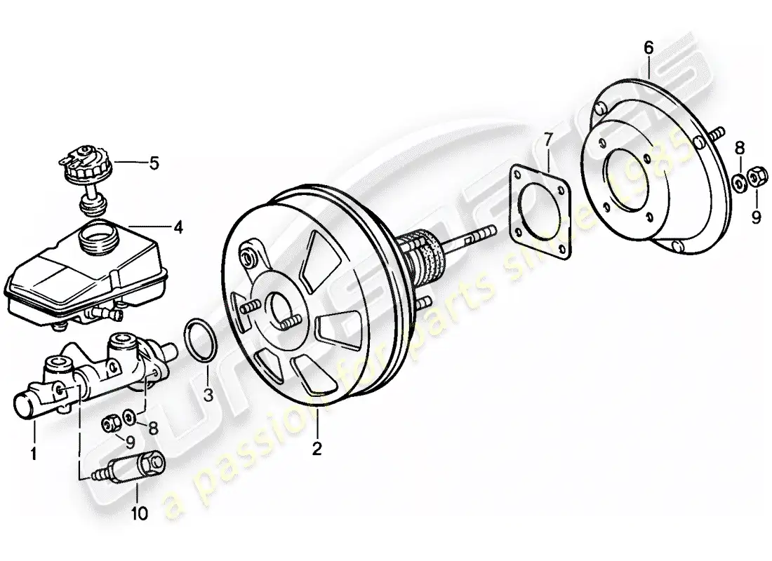 porsche 1986 (944) brake master cylinder - brake booster - reservoir - -abs- parts diagram