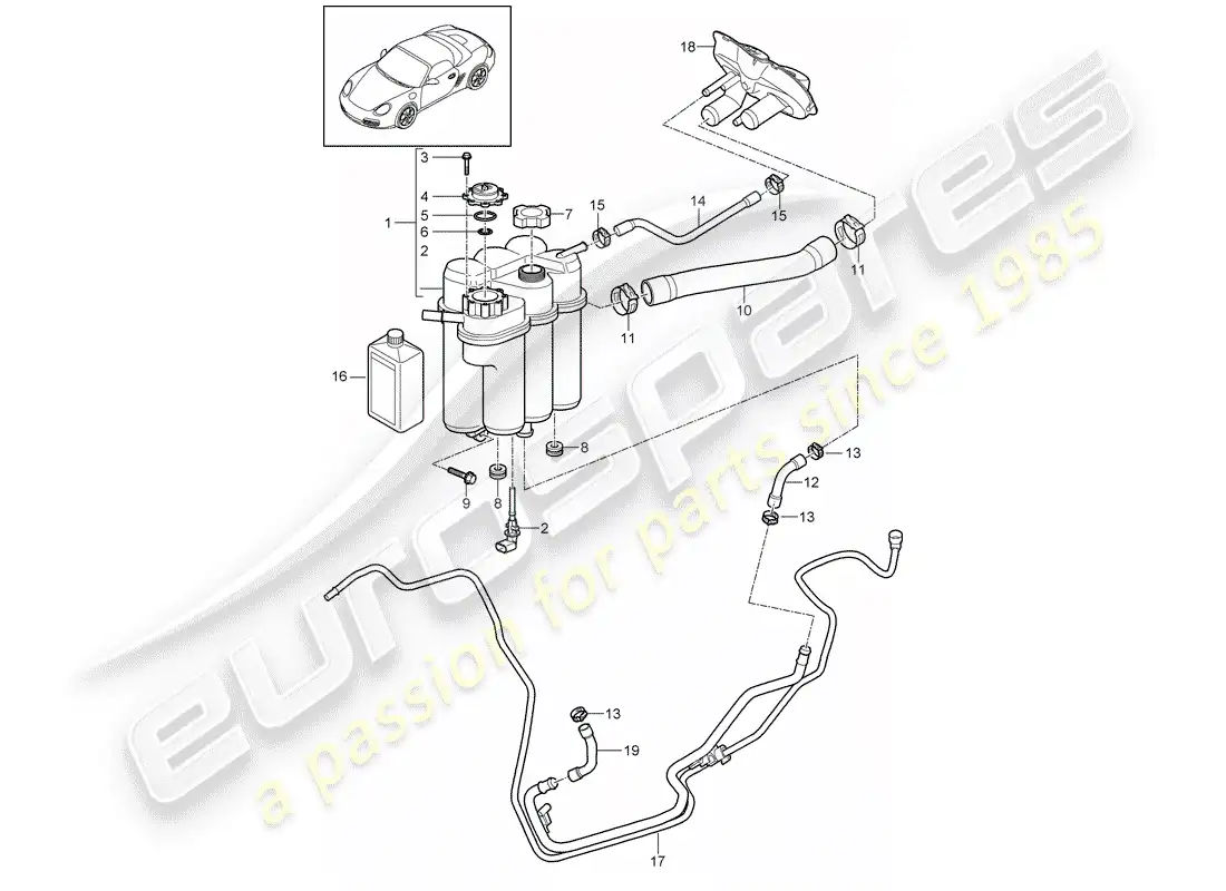 porsche 2010 (987 boxster) water cooling parts diagram