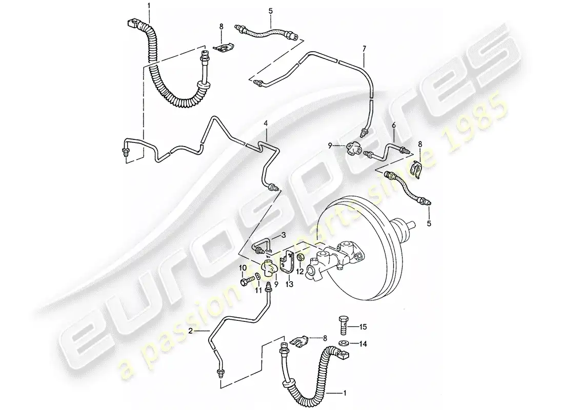 porsche 1990 (928) brake lines parts diagram