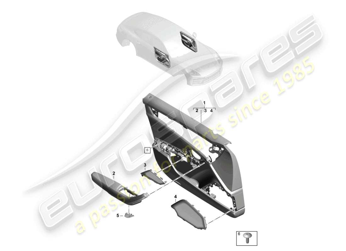 porsche 2024 (panamera 976) door panel front doors for vehicles with leatherette/dinamica equipment part diagram