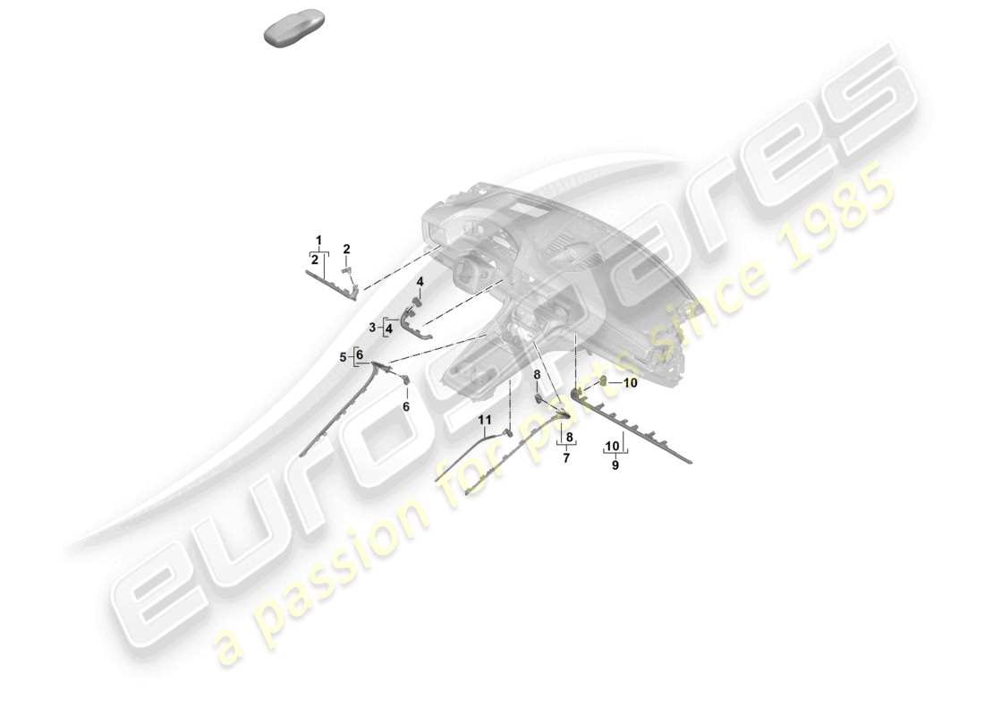 porsche 2025 (panamera 976) lamp for ambience lighting steering column centre console glove box part diagram