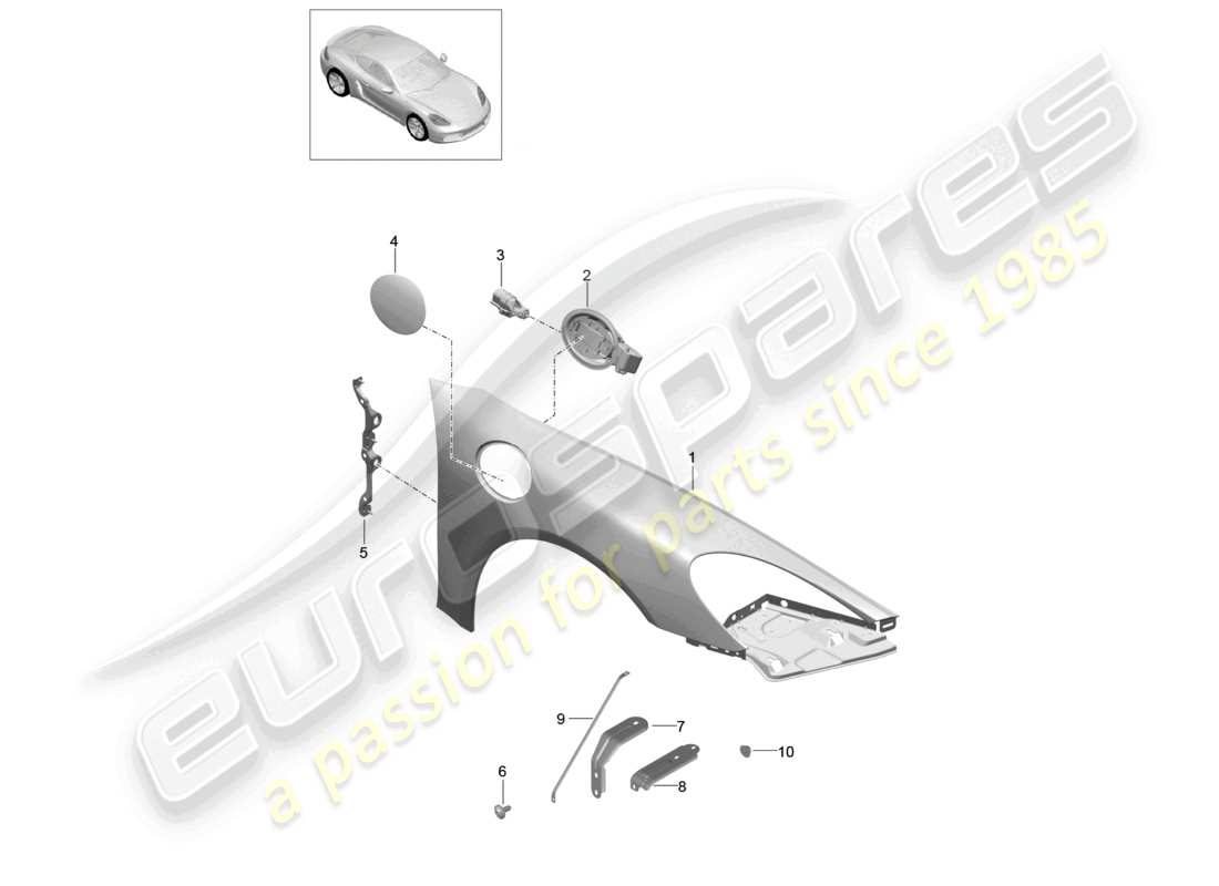 porsche 2022 (718 cayman) wing part diagram