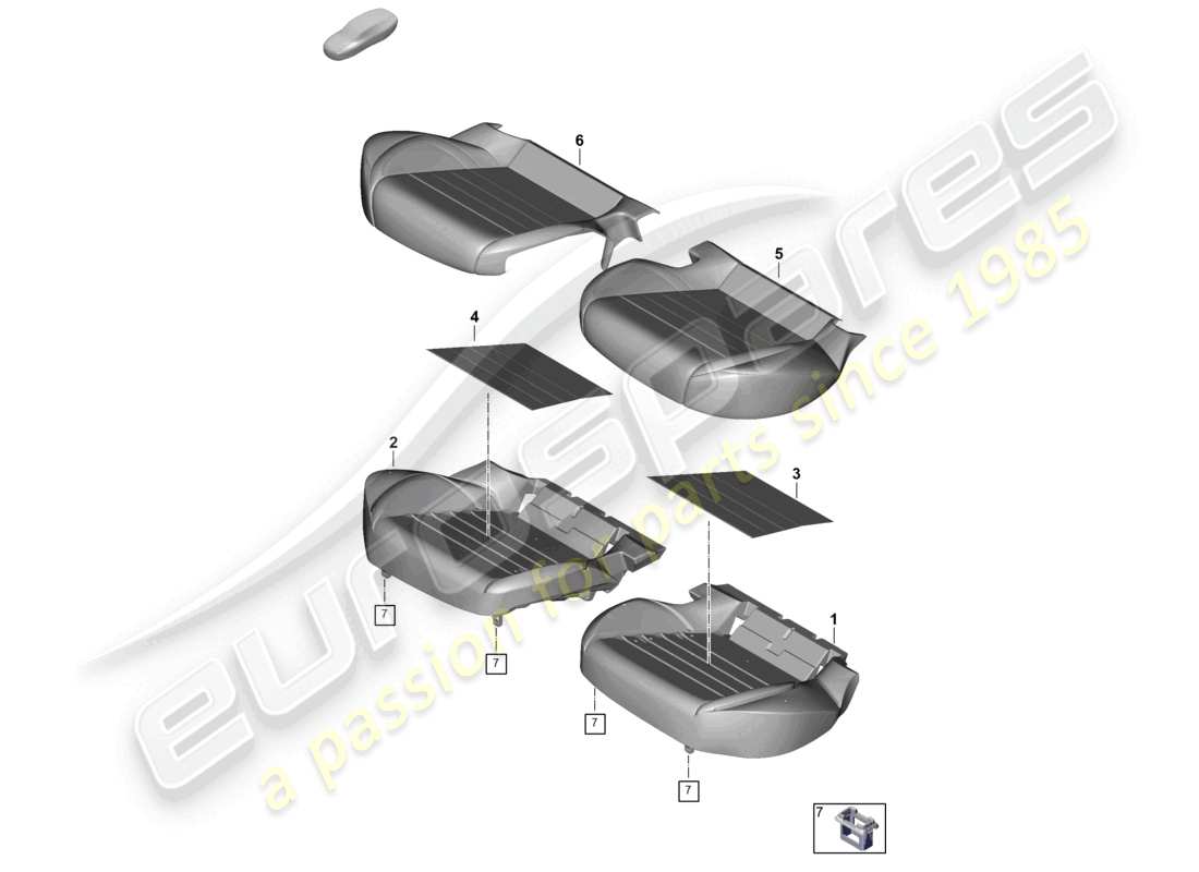 porsche 2024 (panamera 976) foam part rear seat cushion seat cover part diagram
