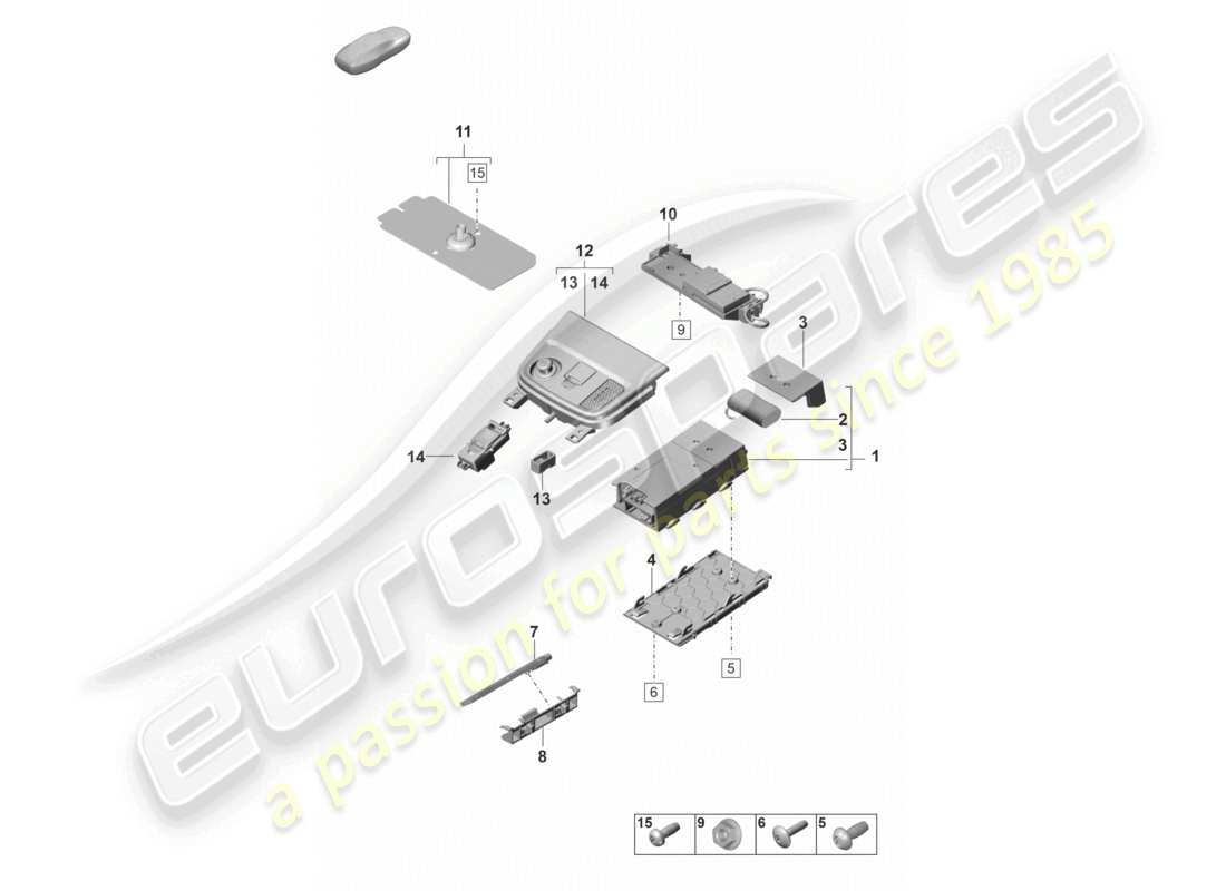 porsche 2023 (panamera 971-2) for models with telephone and emergency call part diagram