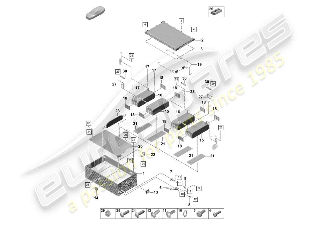 porsche 2023 (panamera 971-2) high-voltage battery hybrid individual parts part diagram