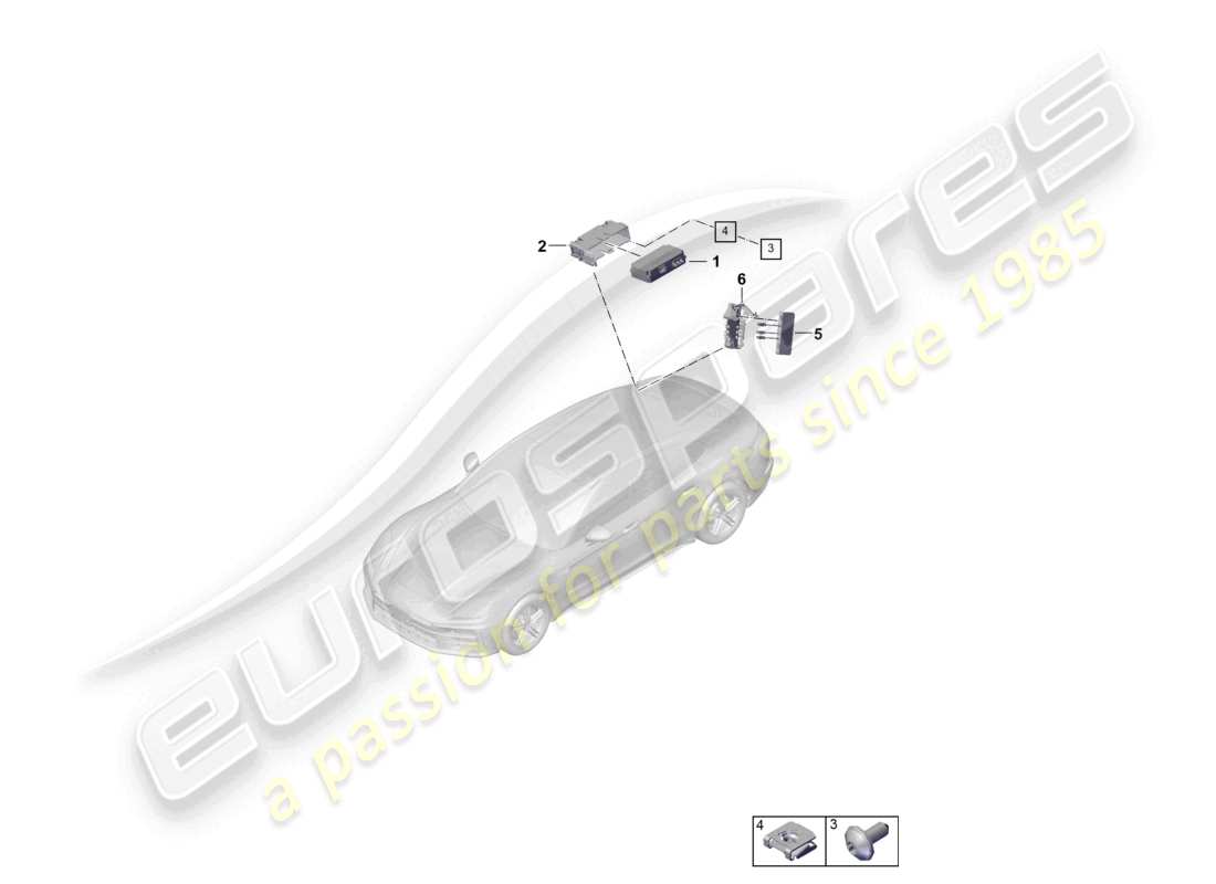 porsche 2024 (panamera 976) control unit for real time monitoring (rtm) and aerial part diagram