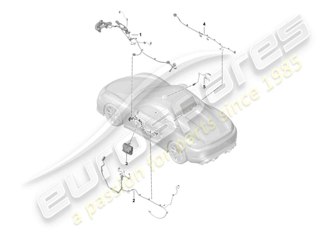 porsche 2025 (718 boxster spyder) wiring looms doors centre console control unit doors roof/convertible top part diagram