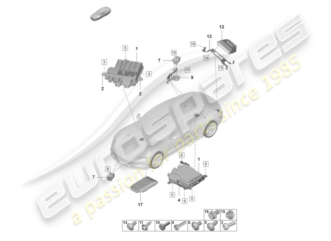 porsche 2023 (taycan 9j1-1) control unit for active roll stabilisation control unit for adaptive suspension part diagram