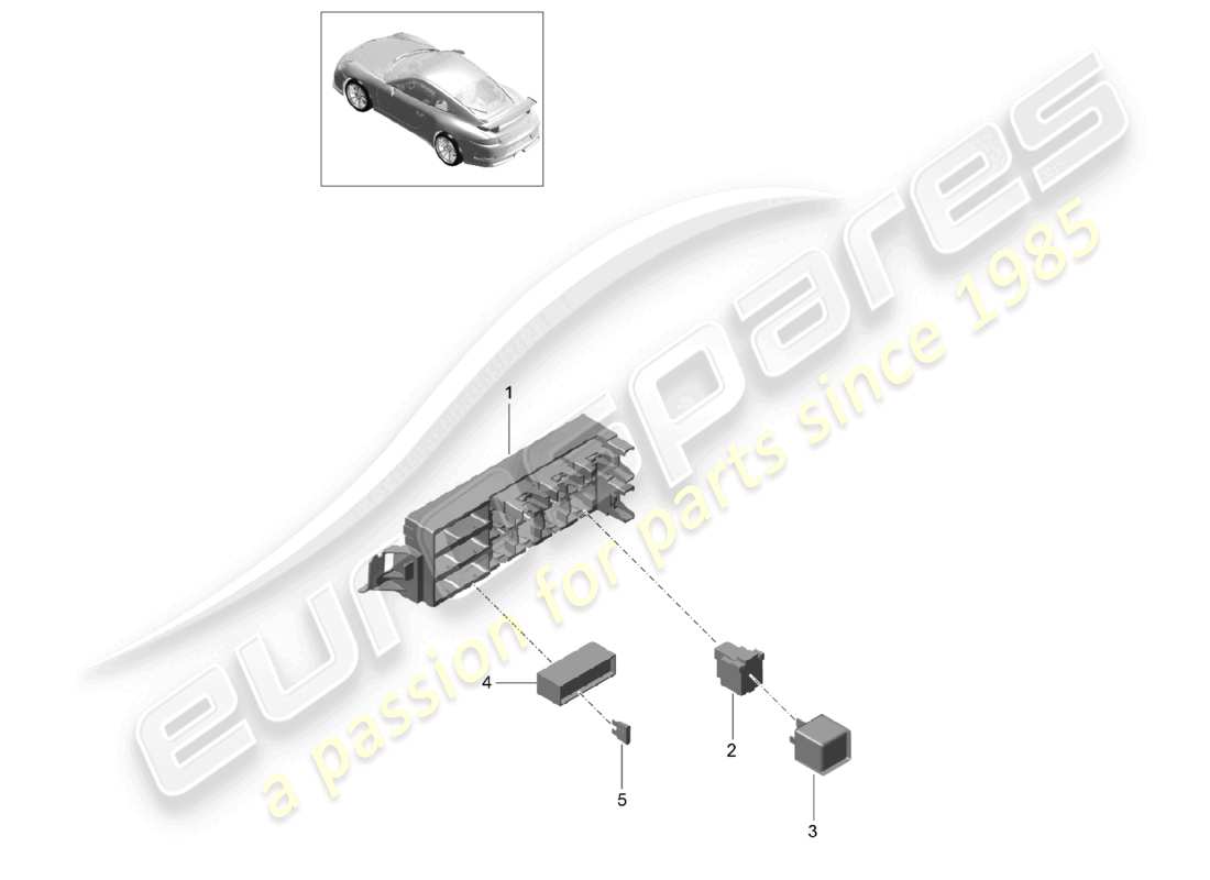 porsche 2021 (991-2 r/gt3/rs) central electrics rear end part diagram