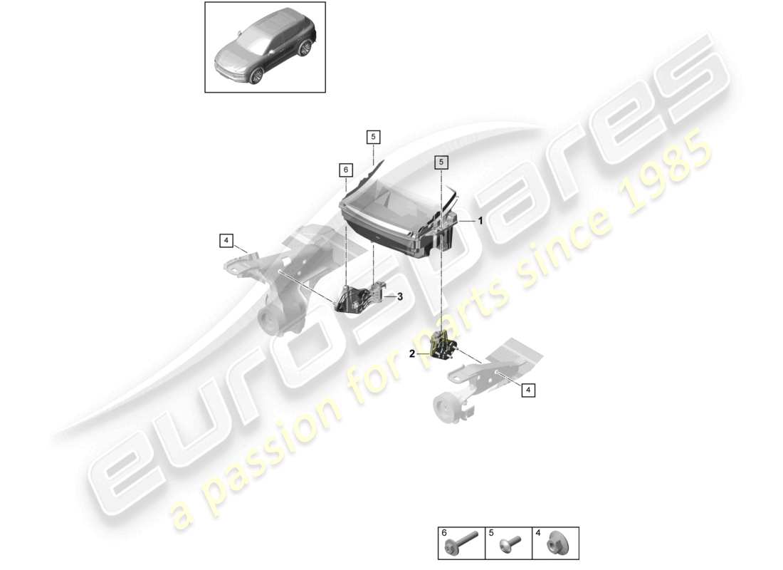 porsche 2024 (cayenne e3 9ya/9yb) head-up display part diagram