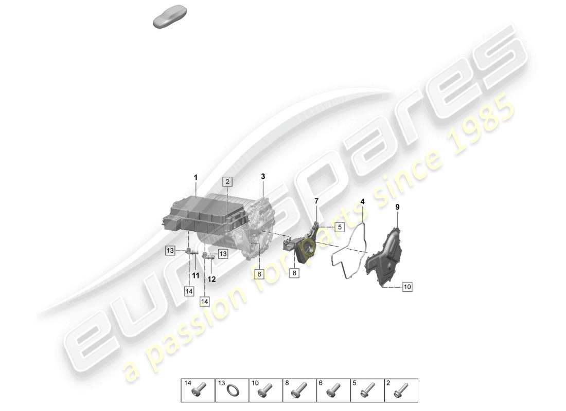 porsche 2025 (taycan 9j1-2) traction motor for elec. drive individual parts rear axle part diagram