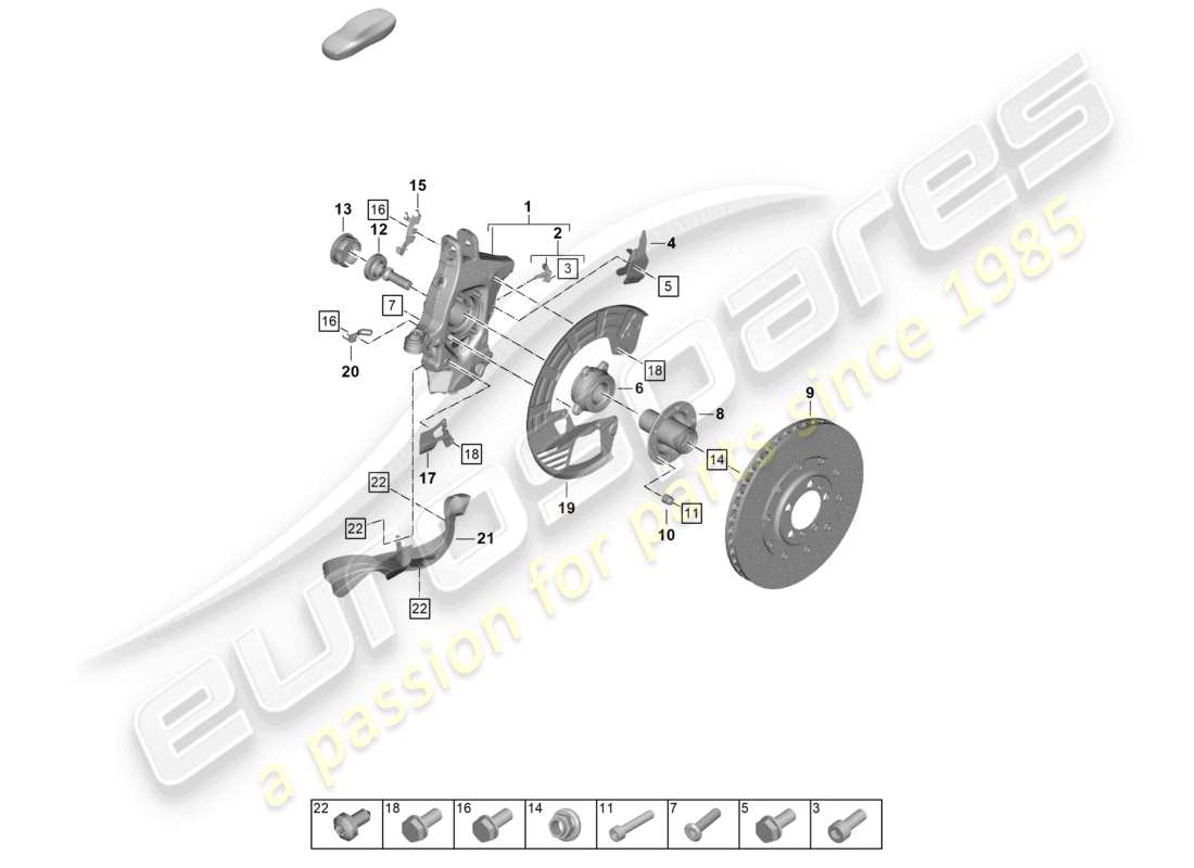 porsche 2025 (992-2 gt3) wheel carrier wheel hub part diagram