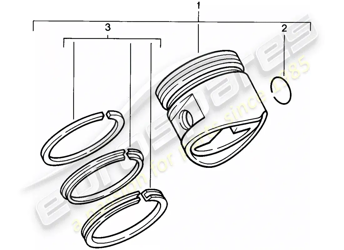 porsche 1979 (928) piston - piston rings parts diagram