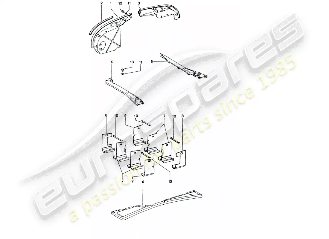 porsche 1974 (914) engine cover - air duct part diagram