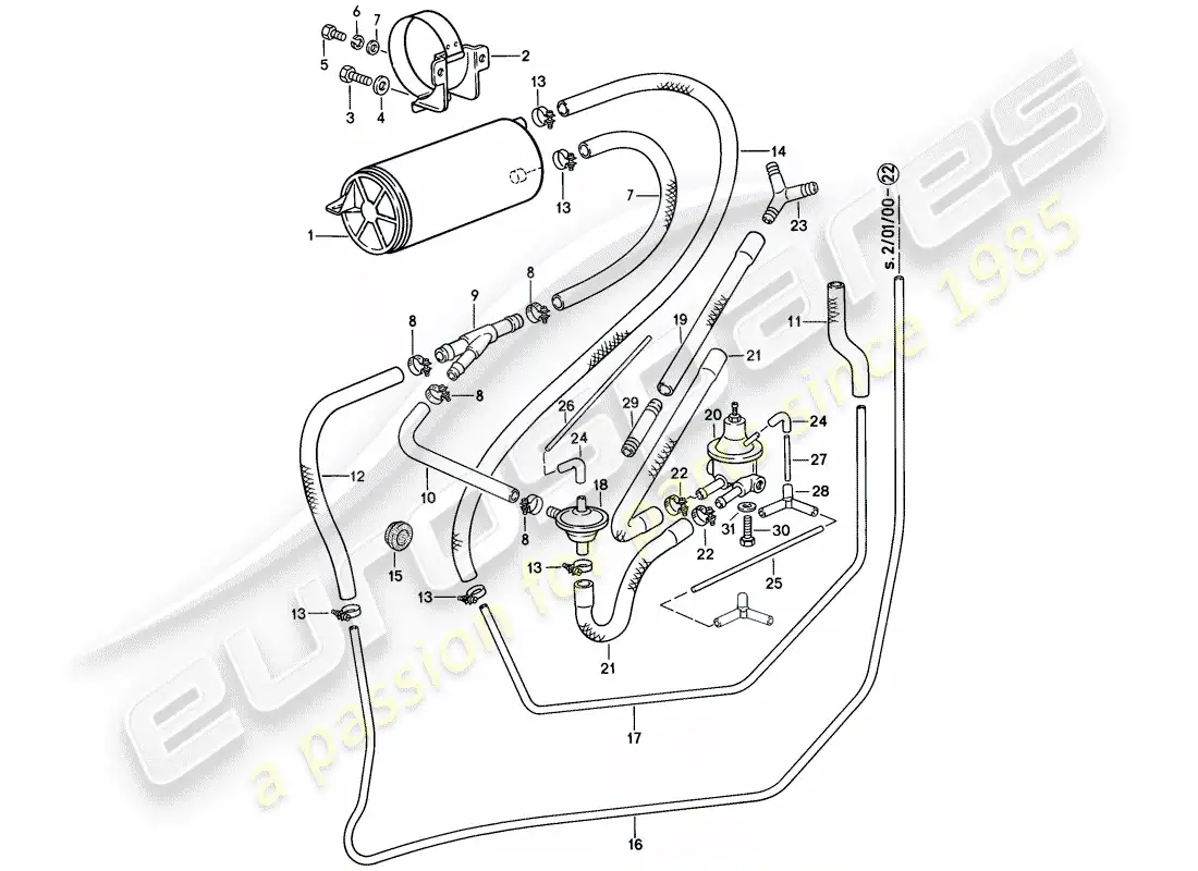 porsche 1983 (928) tank ventilation parts diagram