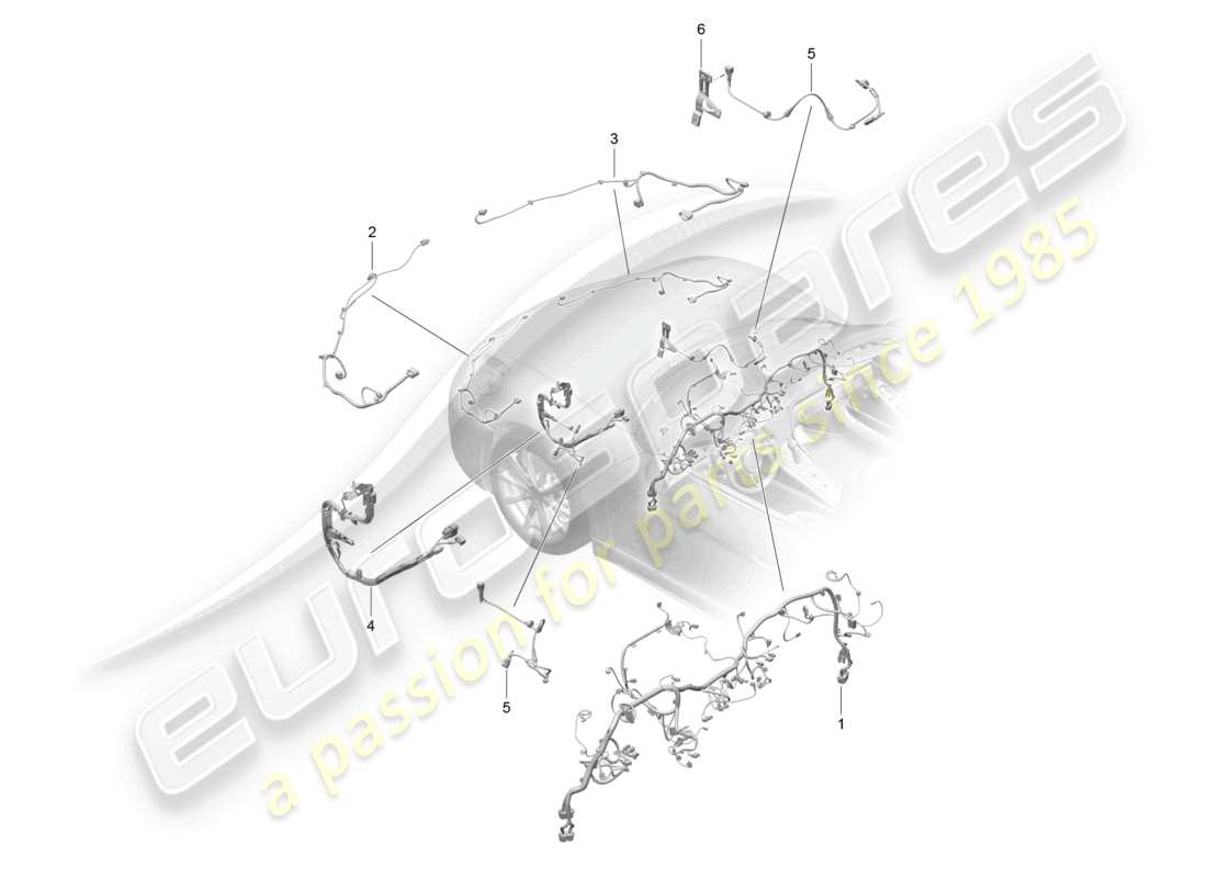porsche 2026 (718 boxster) wiring looms front dashboard trim steering front axle differential part diagram