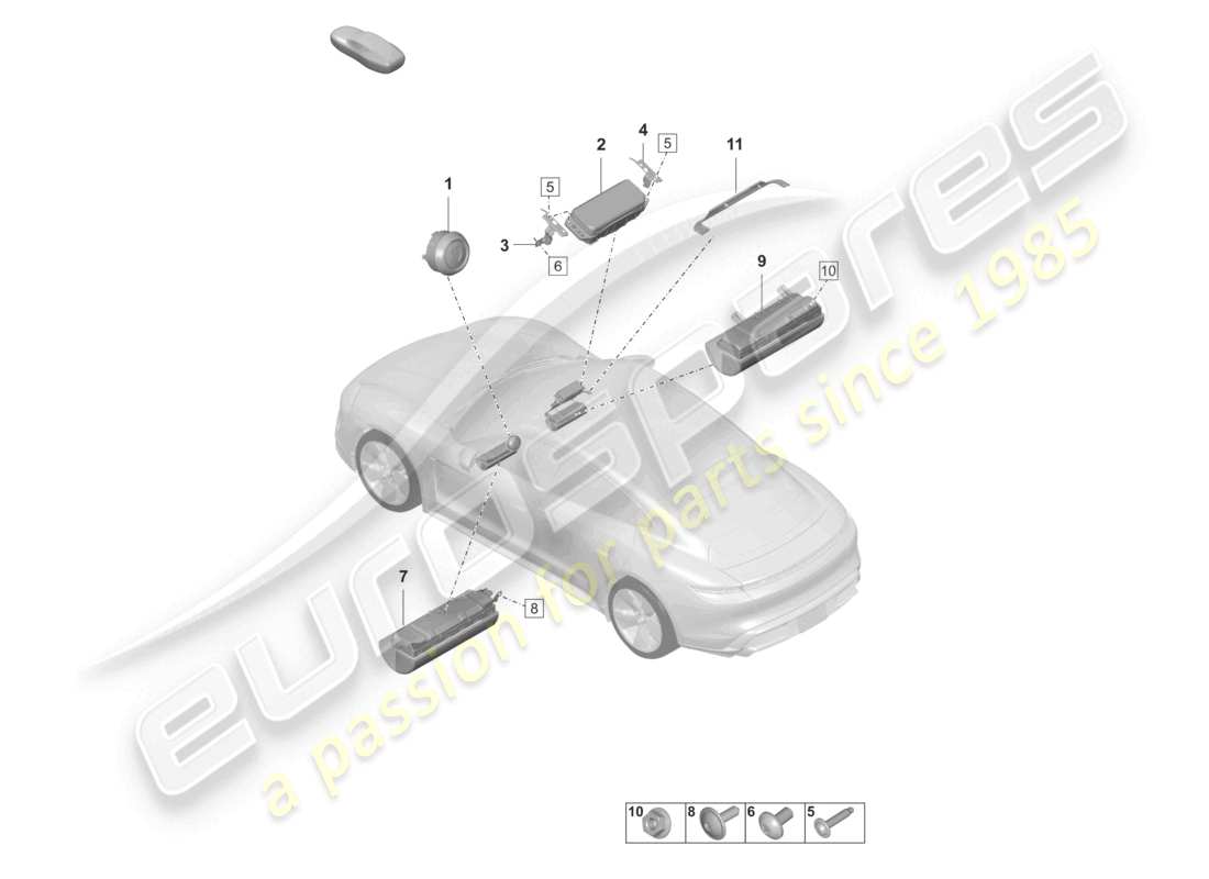 porsche 2025 (taycan 9j1-2) airbag part diagram