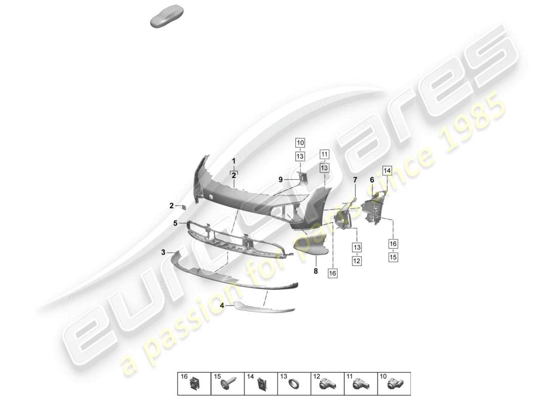 porsche 2025 (taycan 9j1-2) bumper front part diagram