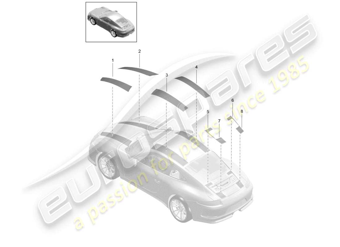 porsche 2021 (991-2 r/gt3/rs) decorative film 911 r part diagram
