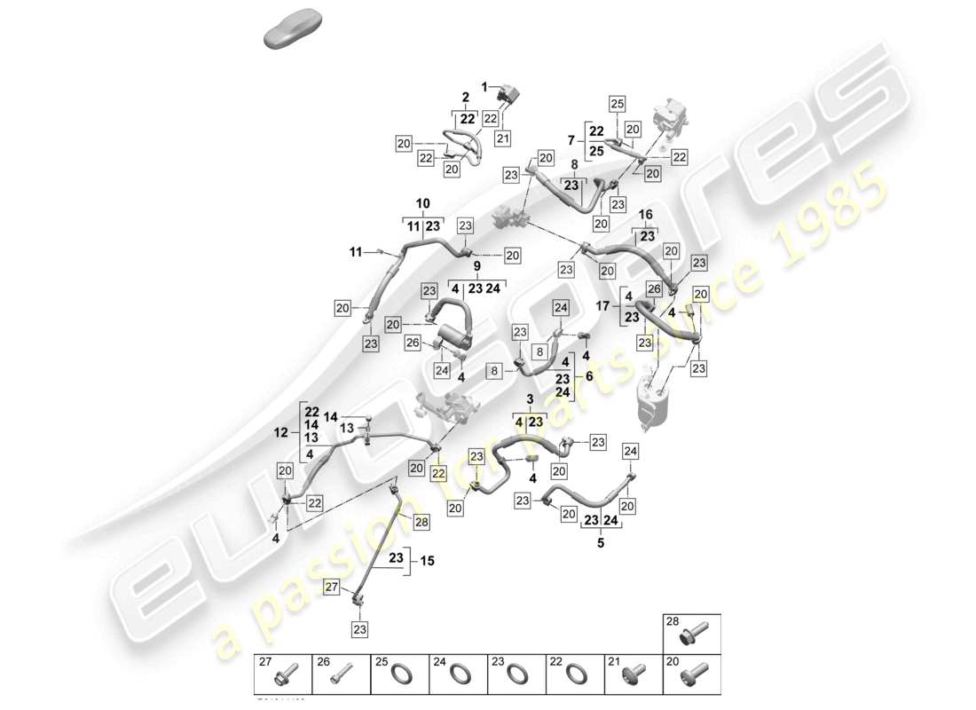 porsche 2025 (macan-e) air conditioning refrigerant line with: heat pump parts diagram