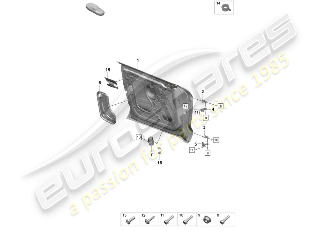 porsche 2026 (taycan 9j1-2) door shell front door hinge accessories part diagram