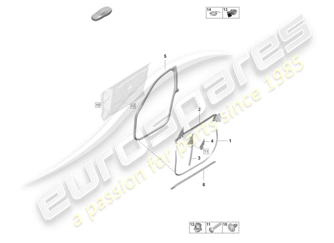 porsche 2023 (taycan 9j1-1) doors front accessories gaskets part diagram